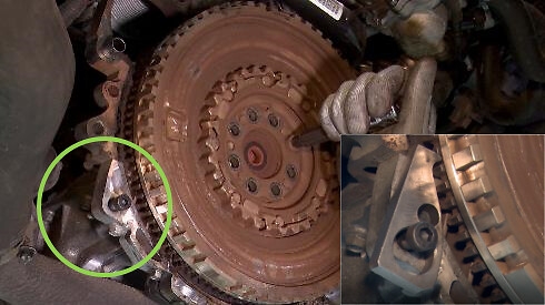 STEP 1 - Remove the 8 M10 bolts to extract the flywheel. Remember block the flywheel with a specific tool